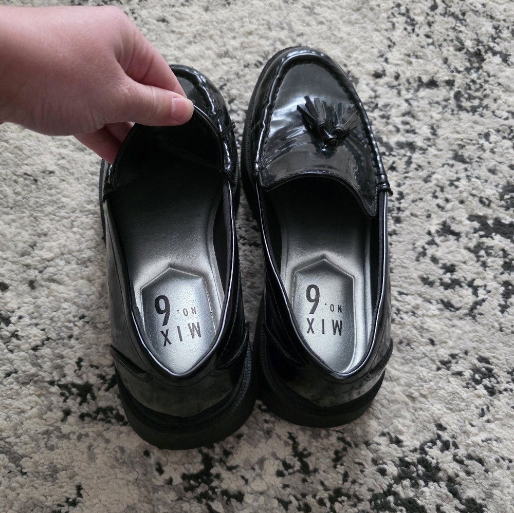 Mix no. 6 Tassel Faux Patent Leather Loafers womens 6 Black - Picture 3 of 7